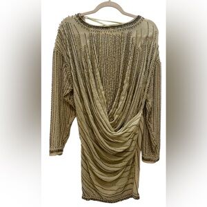 ASOS Women’s Pearl Sheer Stud Drape Lace-up Back Mini Dress‎ Party SZ 4